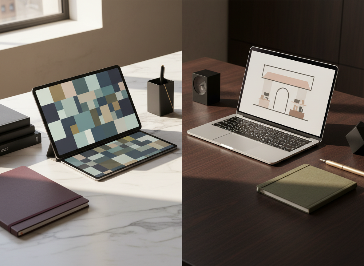 Luxury ecommerce planning desk comparing marketplace and owned-site channels.
